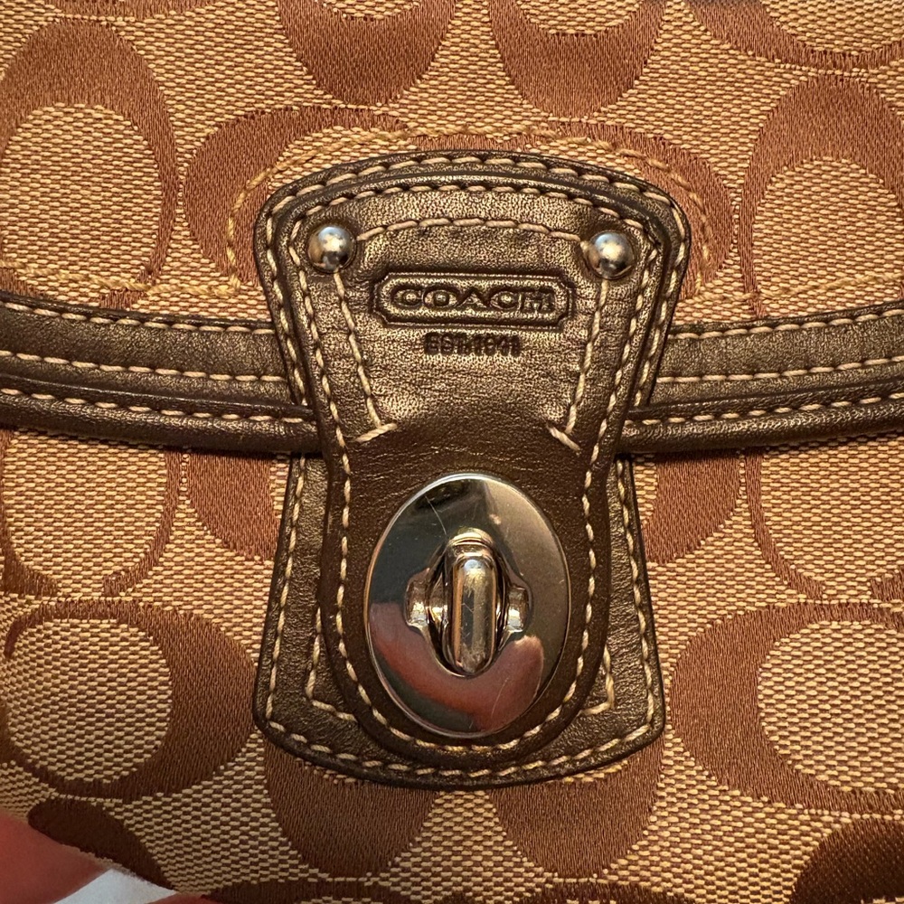 Coach Tan and Brown Shoulder Bag